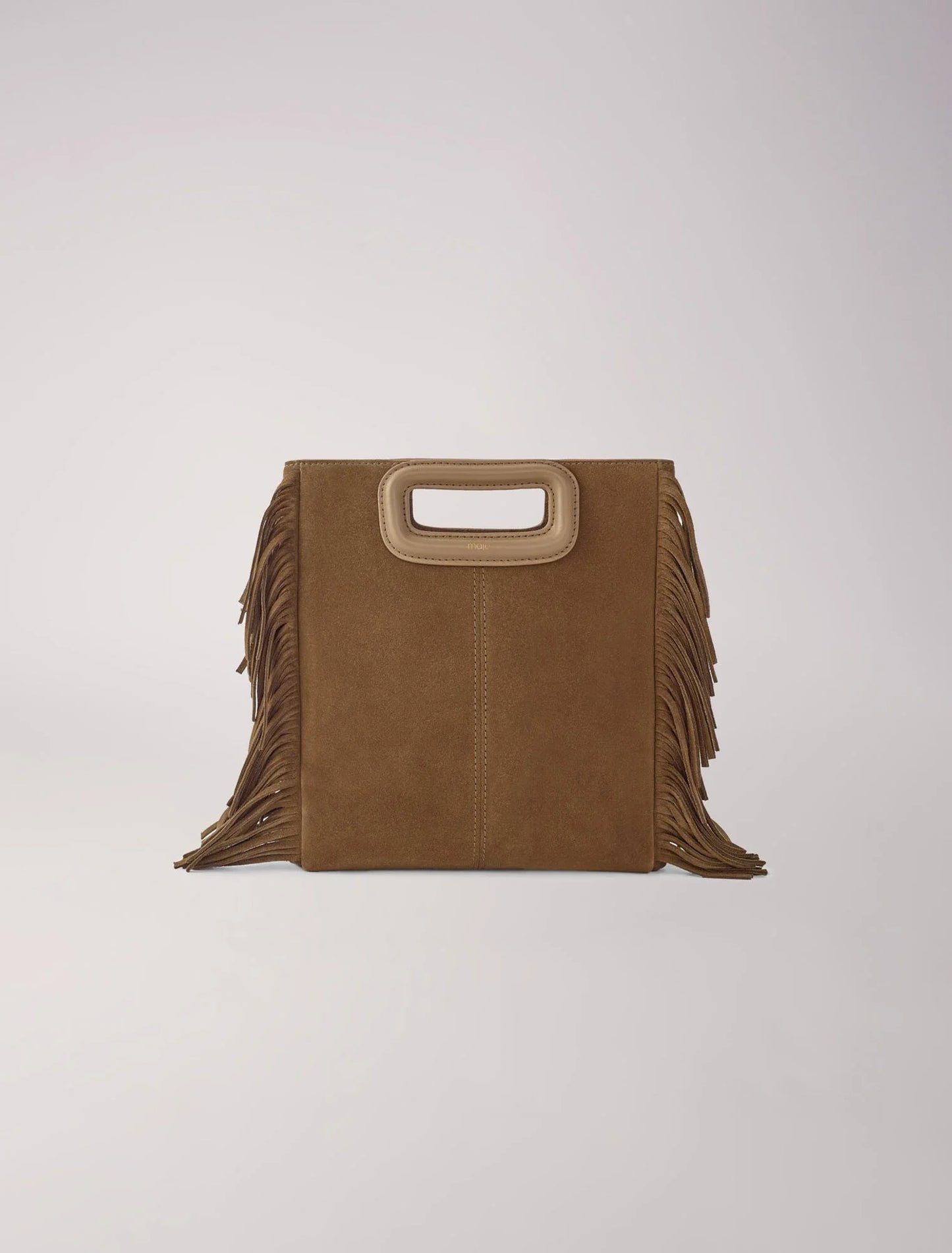 Camel  -Fringed M bag in suede