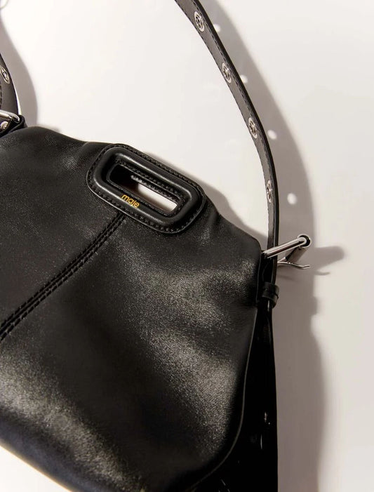 Black  -Smooth leather mini Miss M bag