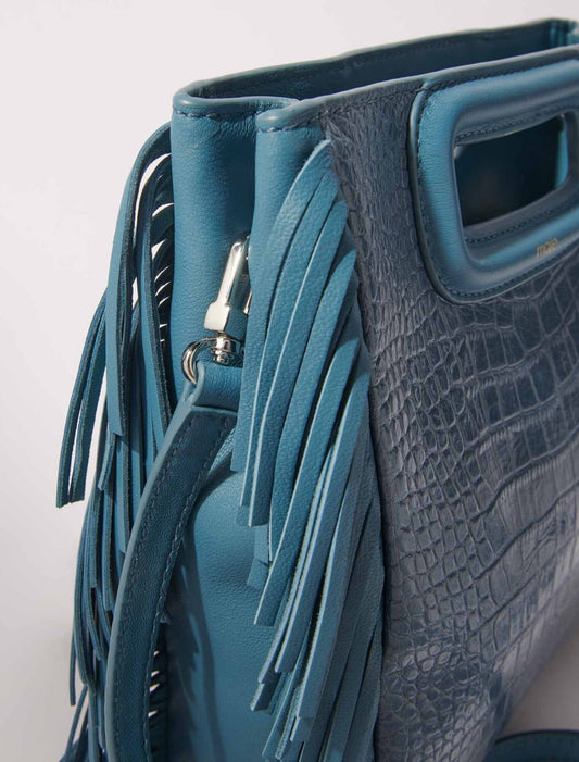 Blue / Grey  -Mock croc M bag