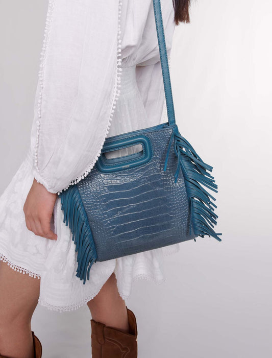 Blue / Grey  -Mock croc M bag