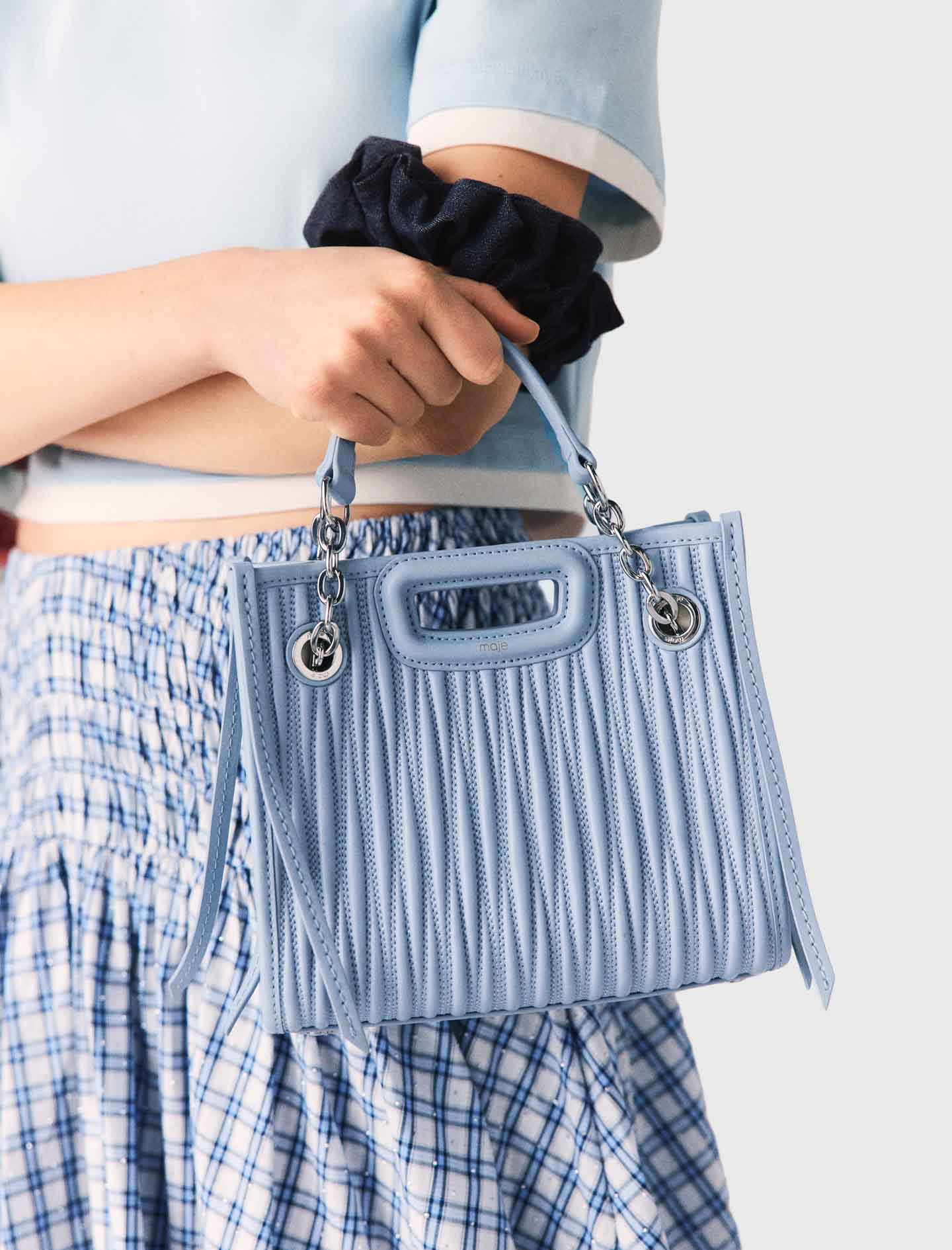 Mini Quilted Leather Tote Bag BLUE SKY