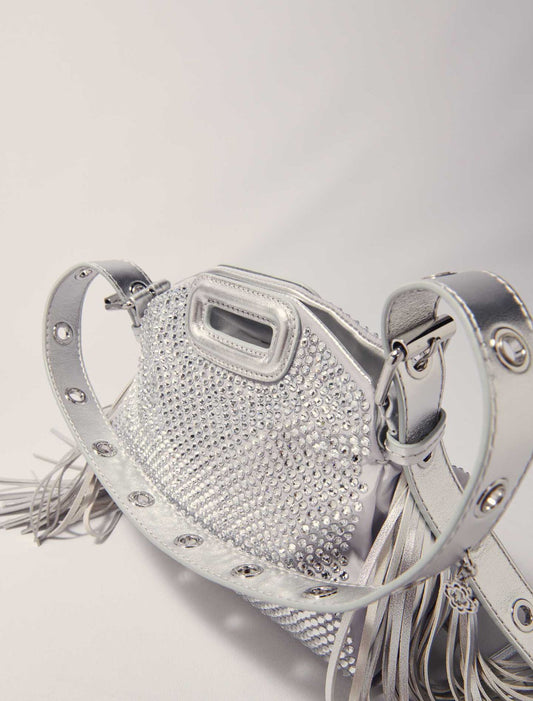 Silver Miss M Mini rhinestone bag