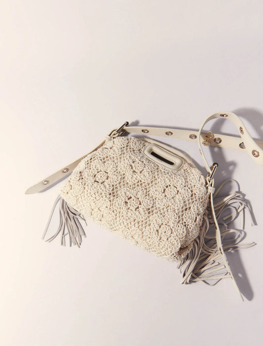 Ecru-Crochet-Knit Mini Miss M Bag