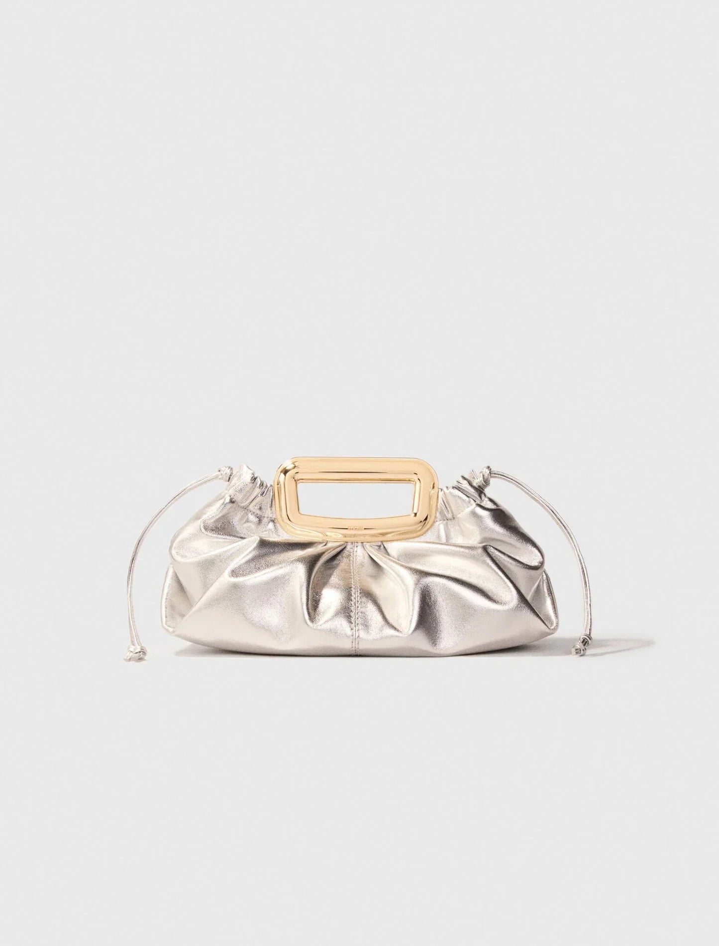 Metal handle metal leather clutch