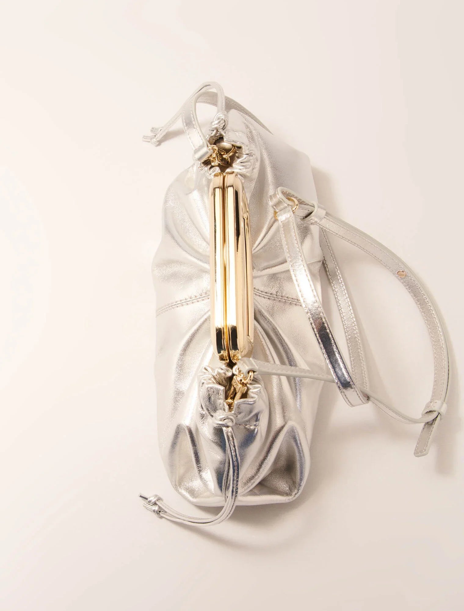 Metal handle metal leather clutch