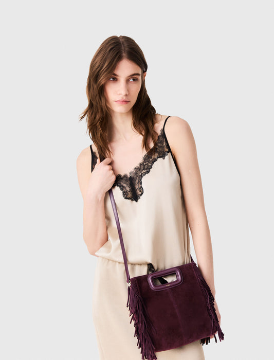 Suede M bag Eggplant