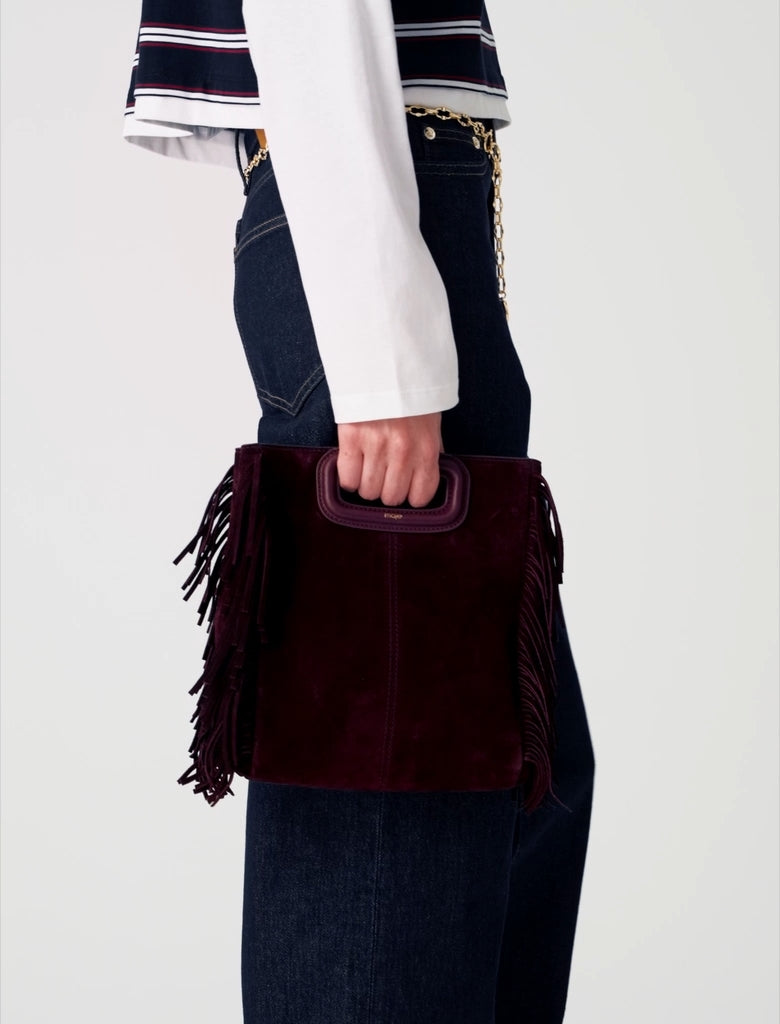 Suede M bag Eggplant