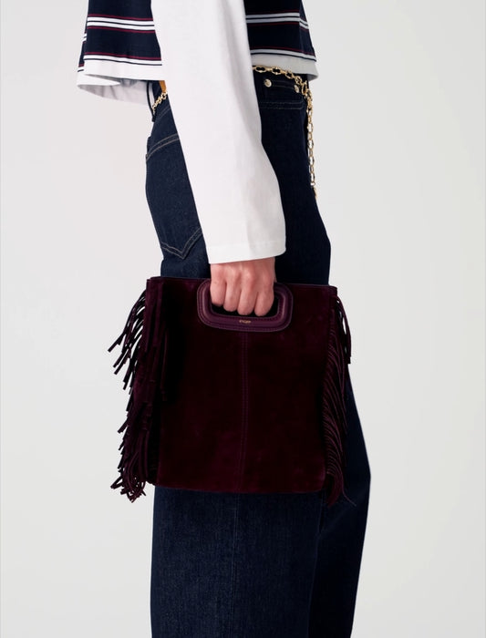 Suede M bag Eggplant
