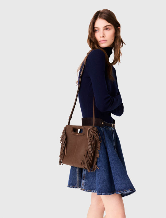 Grained leather M bag Brown