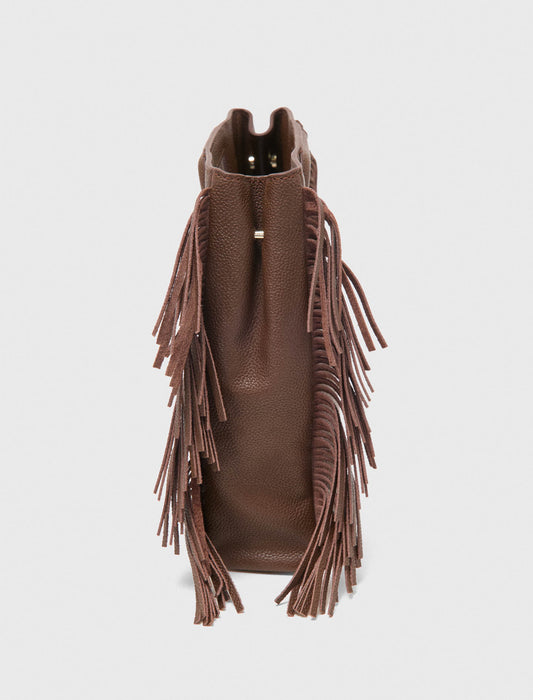 Grained leather M bag Brown