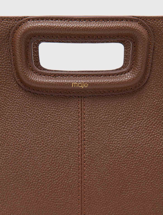 Grained leather M bag Brown