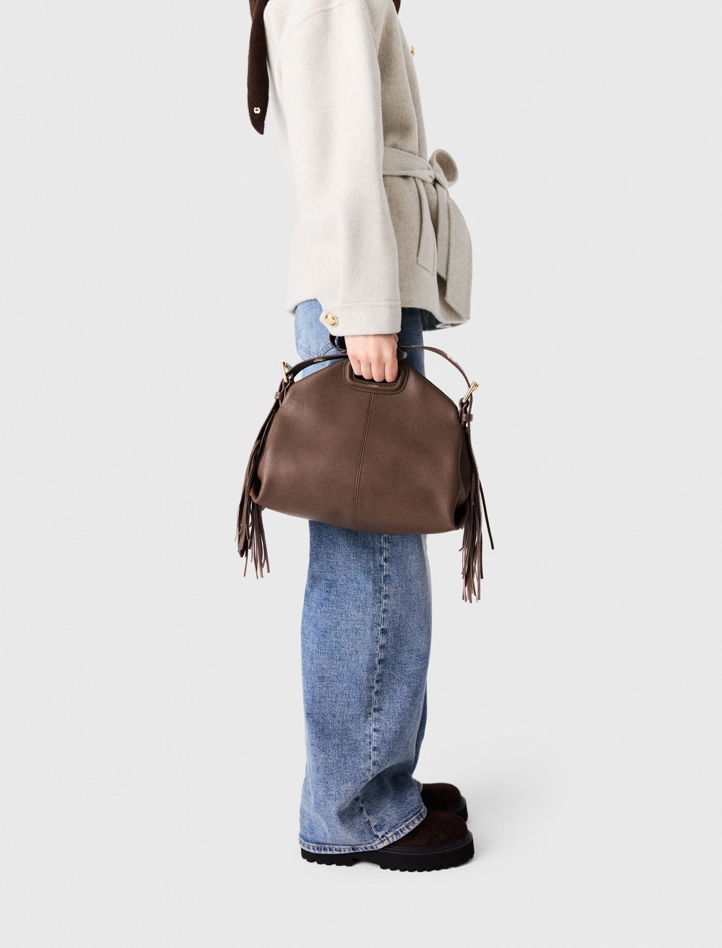 Grained leather Miss M bag Brown