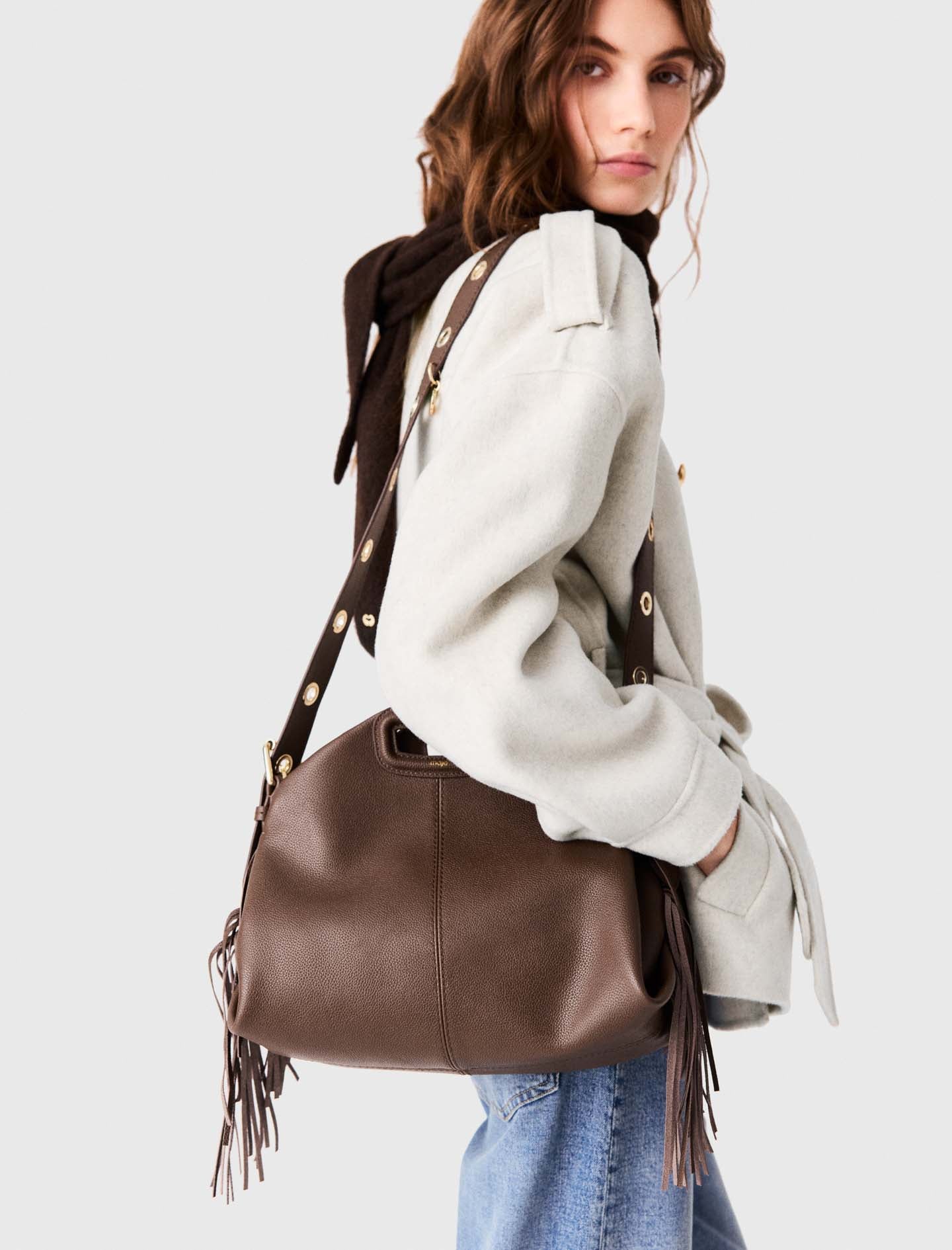 Grained leather Miss M bag Brown