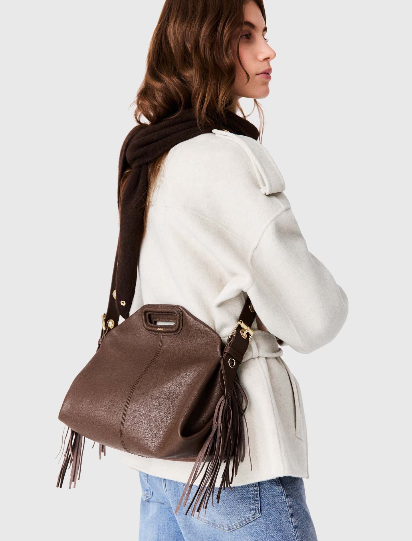 Grained leather Miss M bag Brown