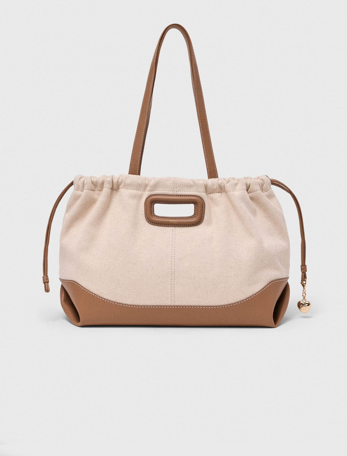 Milpli canvas and leather tote bag Moka/White