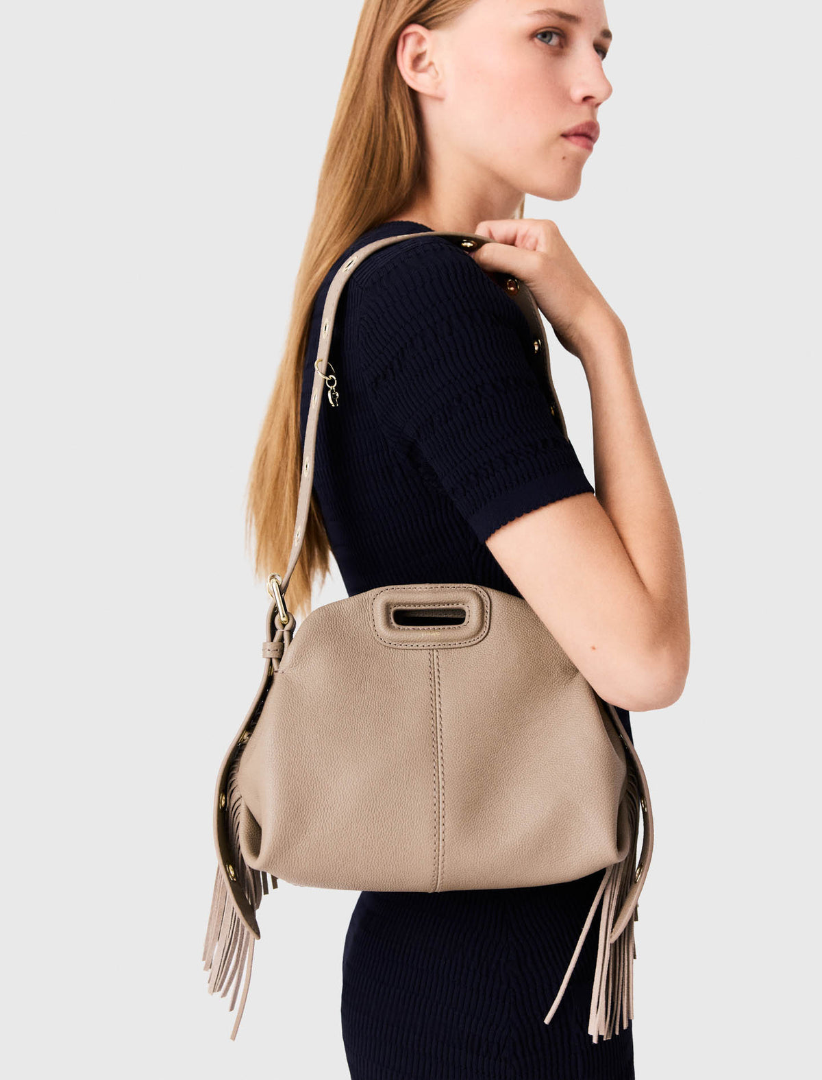 Grained leather mini Miss M bag Mole