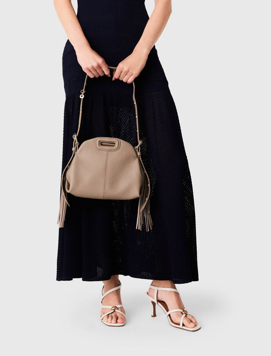 Grained leather mini Miss M bag Mole