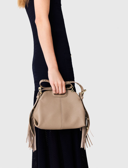 Grained leather mini Miss M bag Mole