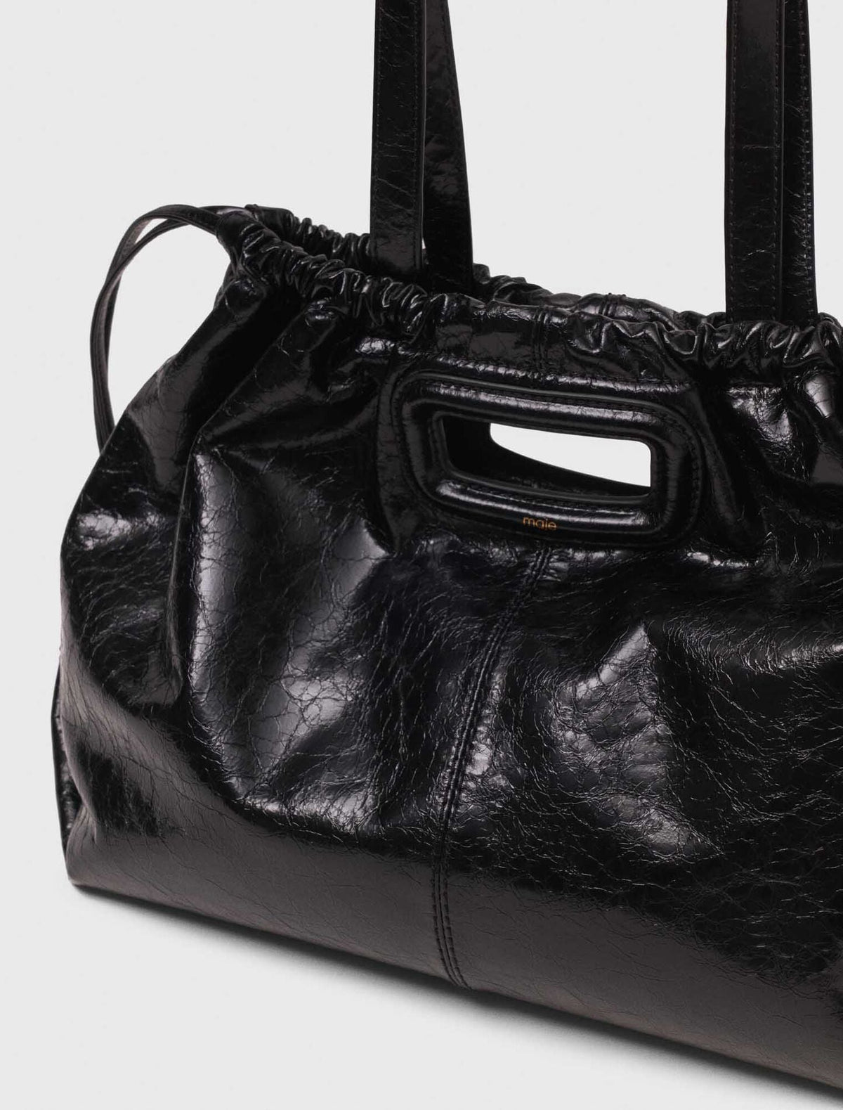 Crackled leather M Tote bag Black