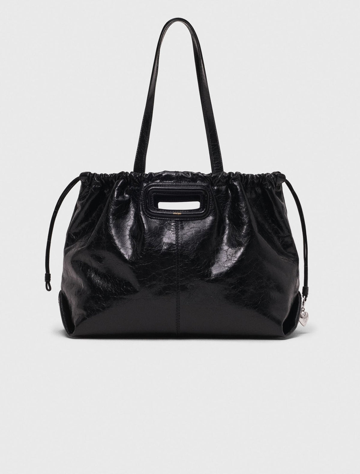 Crackled leather M Tote bag Black