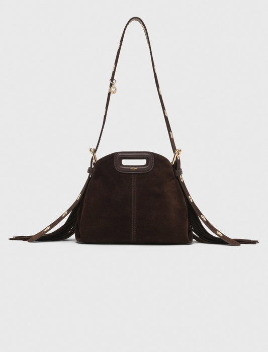 Suede leather mini Miss M bag Dark Brown