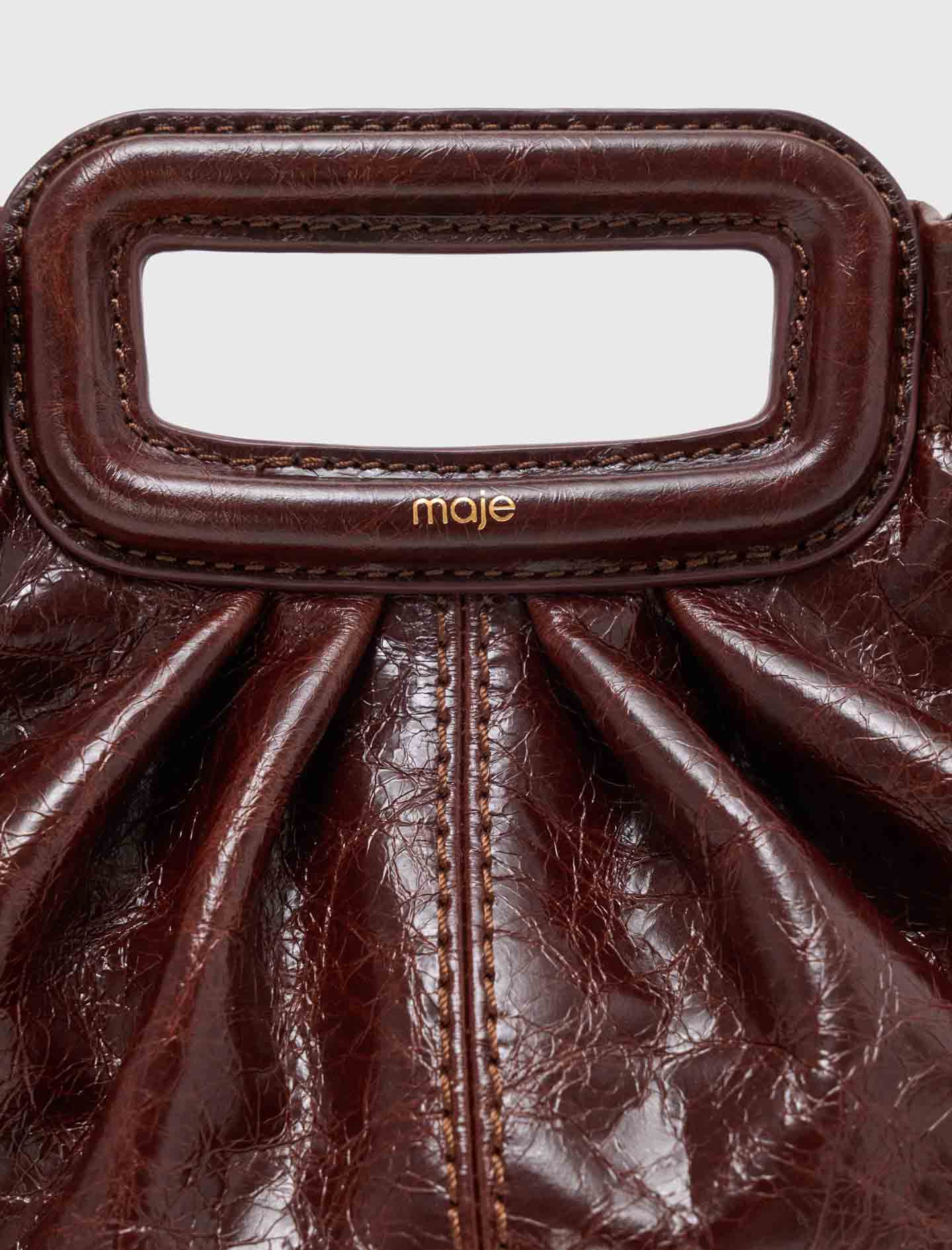 Crackled leather Milpli pouch Dark Brown