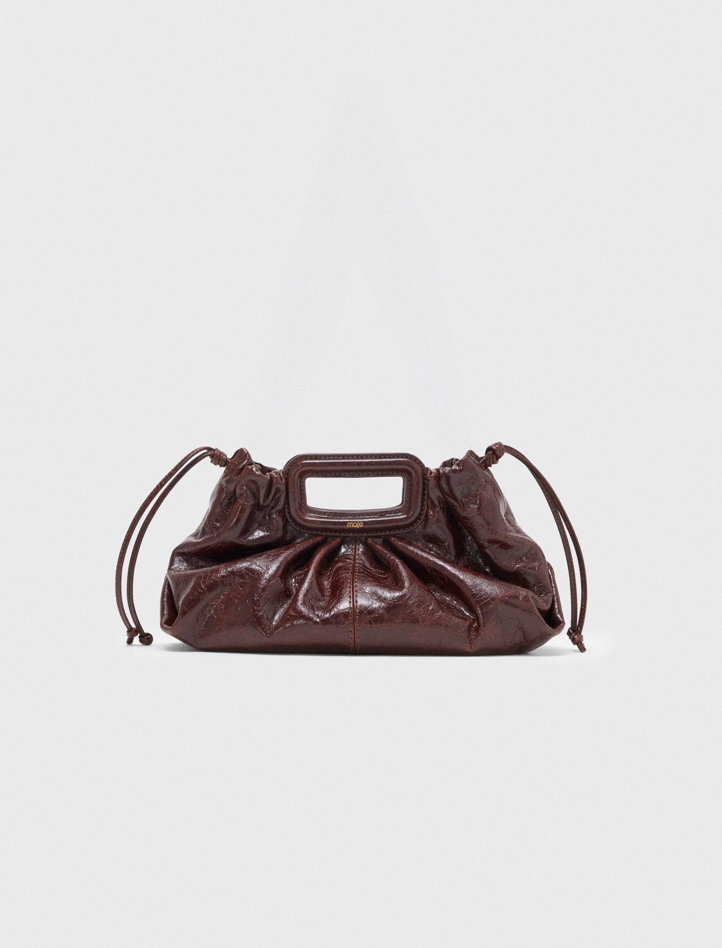 Crackled leather Milpli pouch Dark Brown