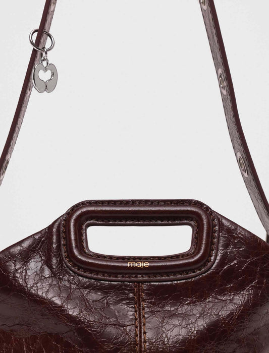 Crackled leather Miss M bag Dark Brown
