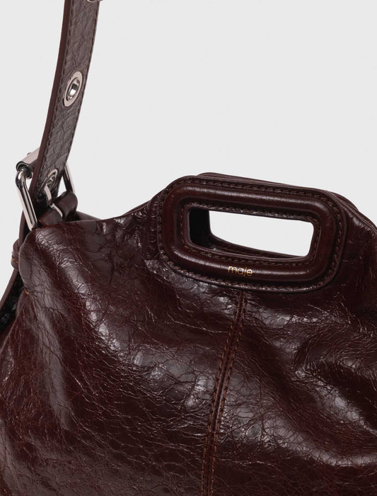 Crackled leather Miss M bag Dark Brown