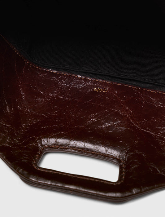 Crackled leather Miss M bag Dark Brown