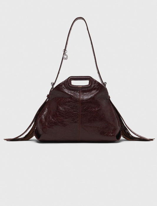 Crackled leather Miss M bag Dark Brown