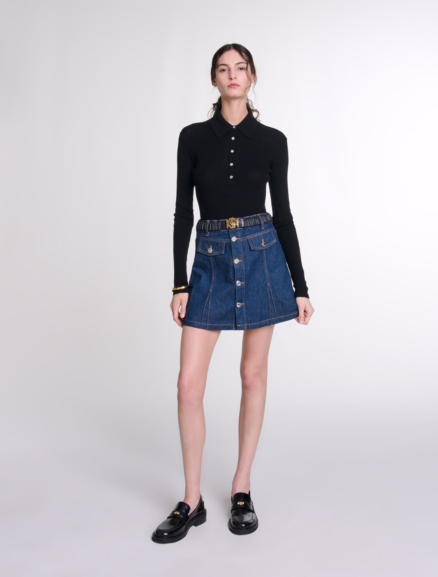 Black featured-Wool And Silk Bodysuit