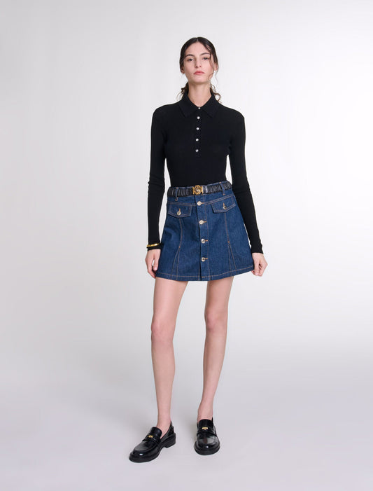 Black featured-Wool And Silk Bodysuit