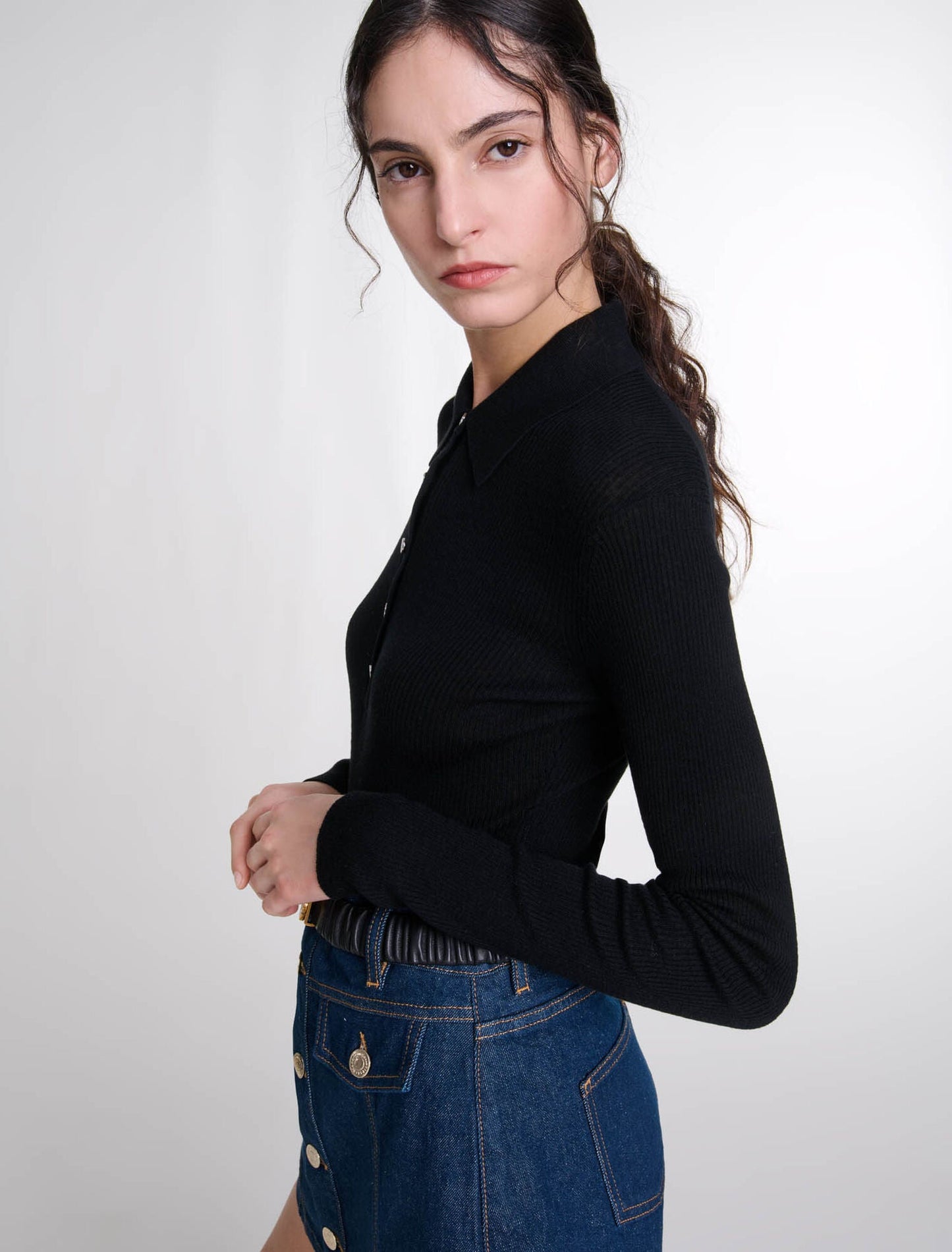 Black  -Wool And Silk Bodysuit