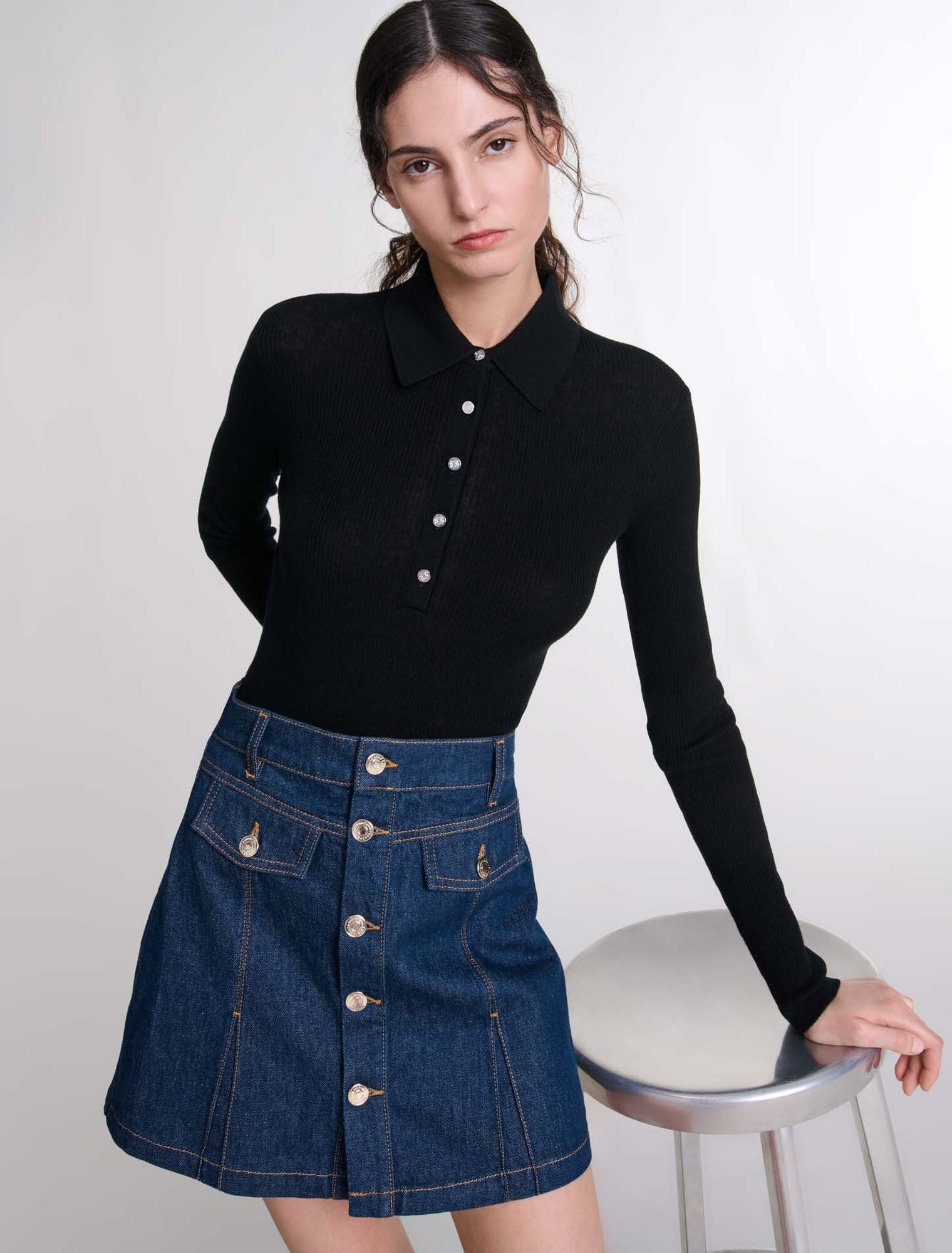 Black  -Wool And Silk Bodysuit