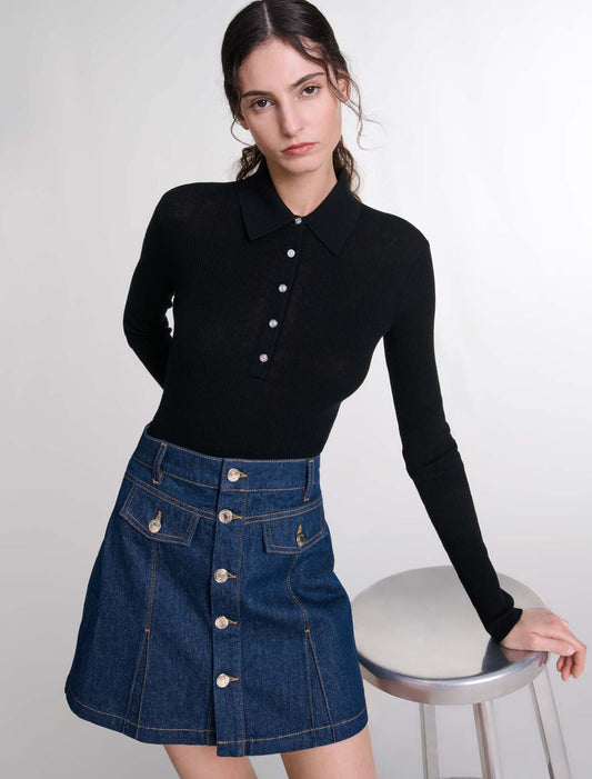 Black  -Wool And Silk Bodysuit