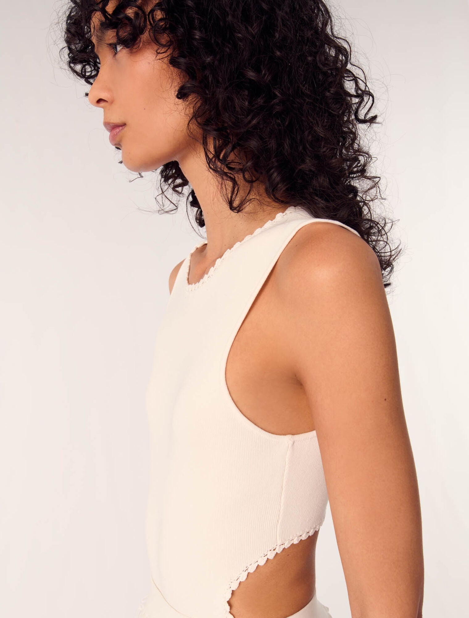 White-Backless Jewellery Neck Bodysuit