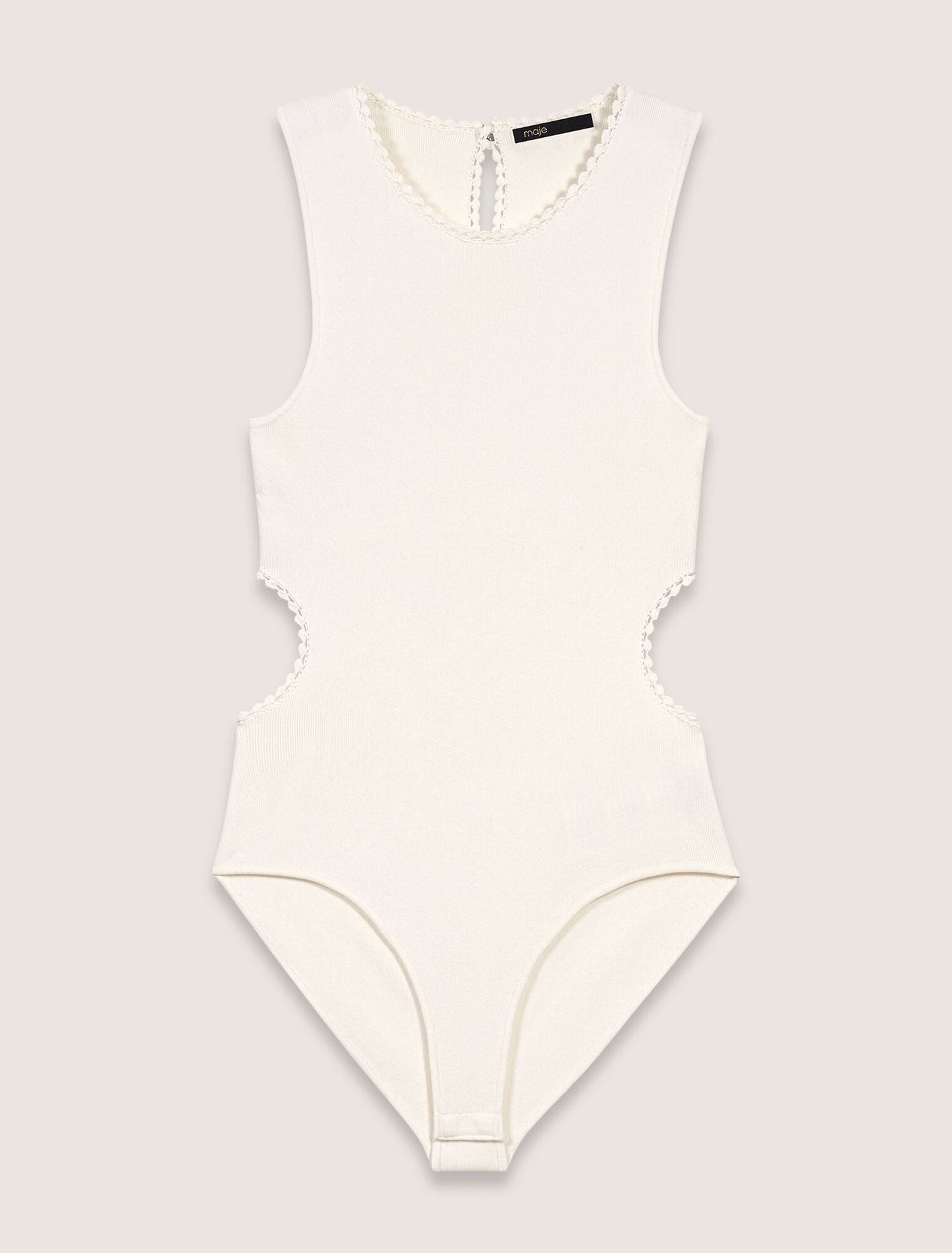 White-Backless Jewellery Neck Bodysuit