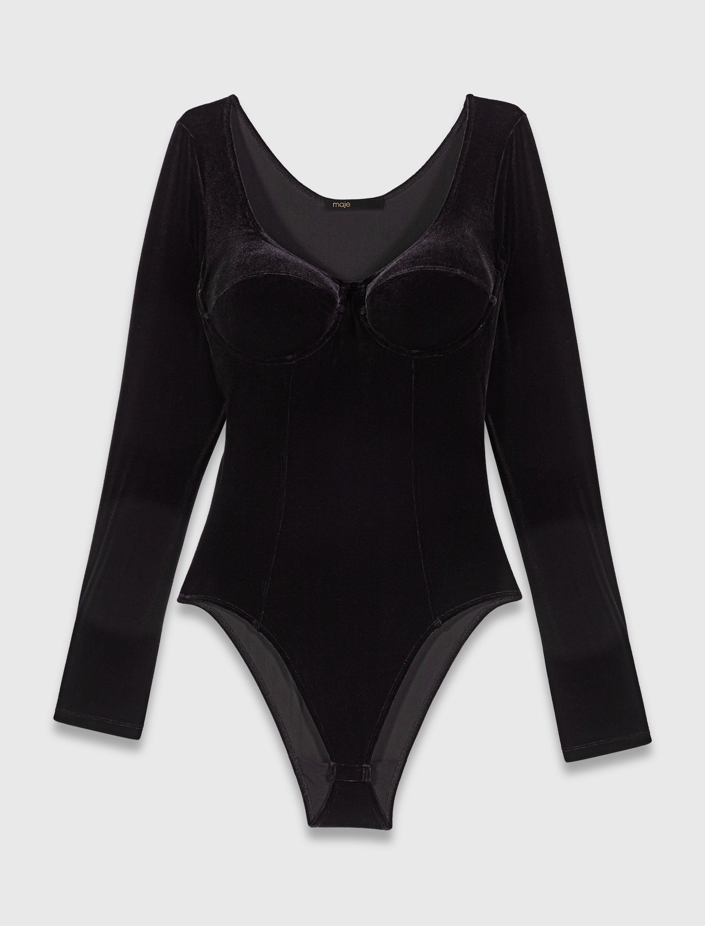 mfpbd00037 velvet and corset detail bodysuit black