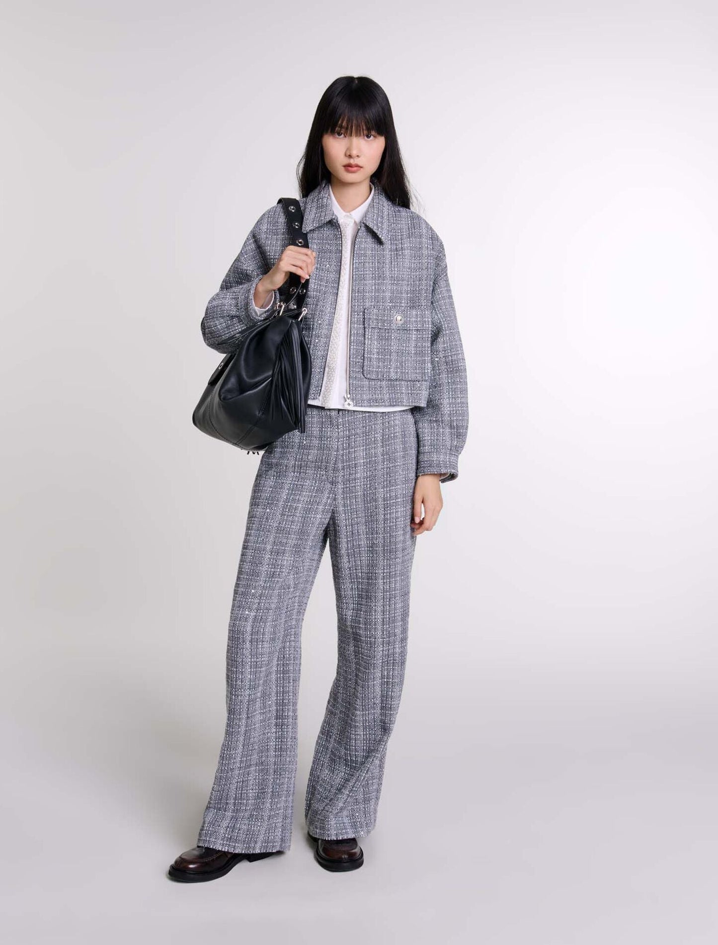 Grey featured Short tweed jacket