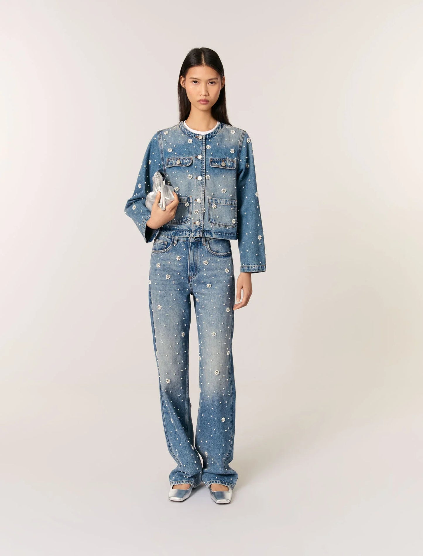 Blue-featured-Embroidered Denim Jacket