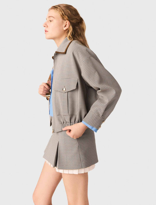 Checked Bomber Jacket BROWN CHECKS