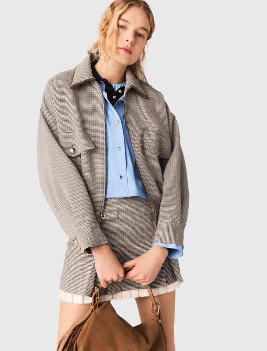 Checked Bomber Jacket BROWN CHECKS