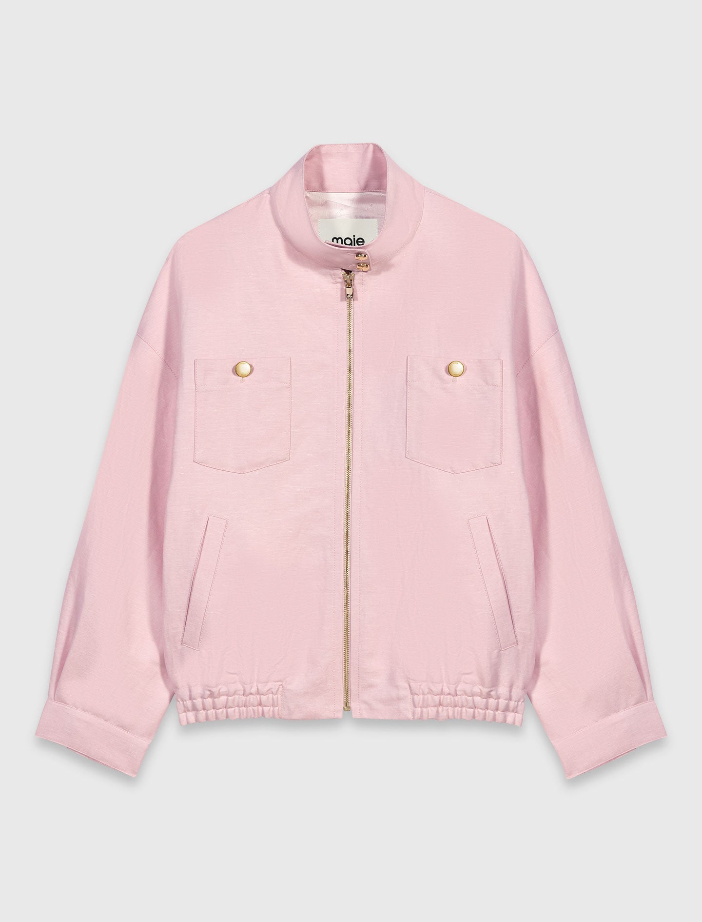 Linen blend bomber jacket Pink