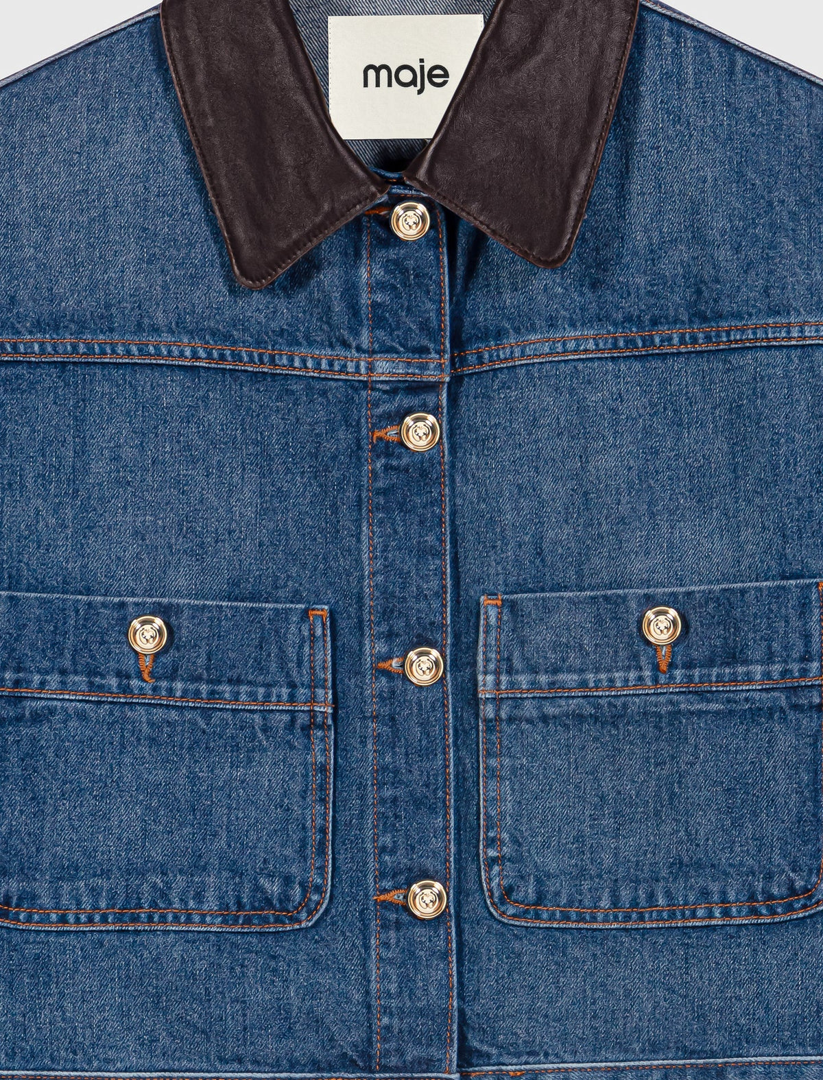 Denim and leather jacket Blue