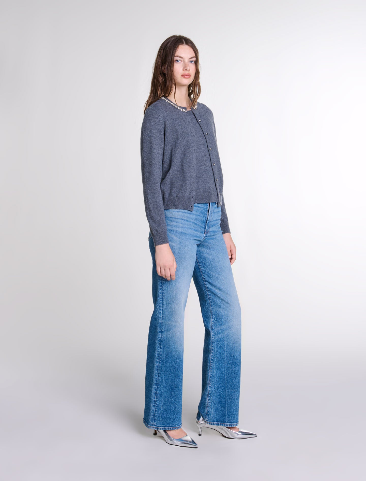 Anthracite Grey  -2-in-1 cashmere cardigan