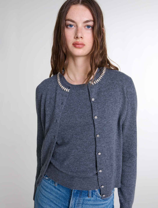 Anthracite Grey  -2-in-1 cashmere cardigan