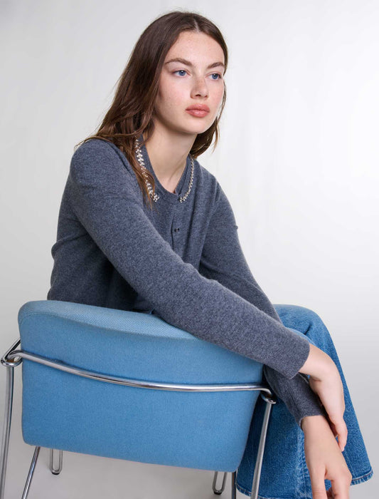 Anthracite Grey  -2-in-1 cashmere cardigan
