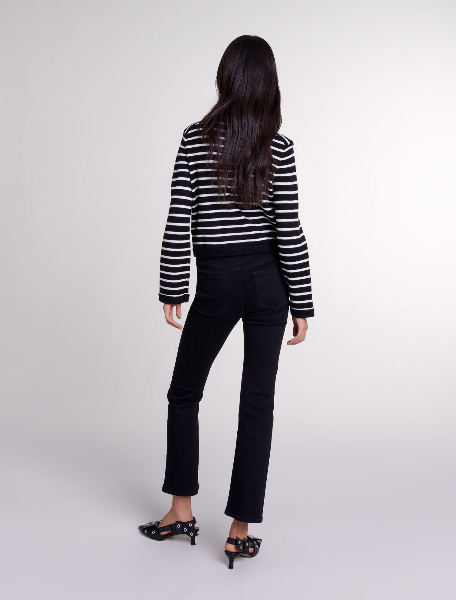 Black/Ecru  -Striped cardigan