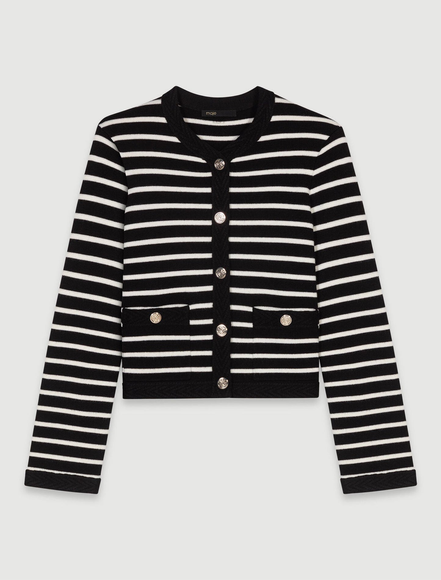Black/Ecru  -Striped cardigan